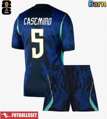 Brasilien Casemiro #5 Bortatröja Barn VM 2026 Kortärmad (+ Korta byxor)